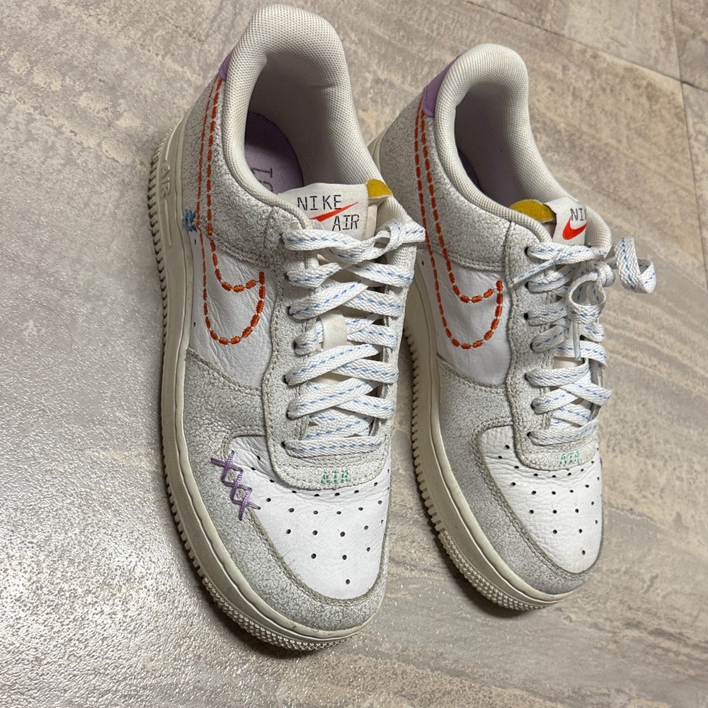 Nike Air Force 1 White Sneakers with Colorful Details